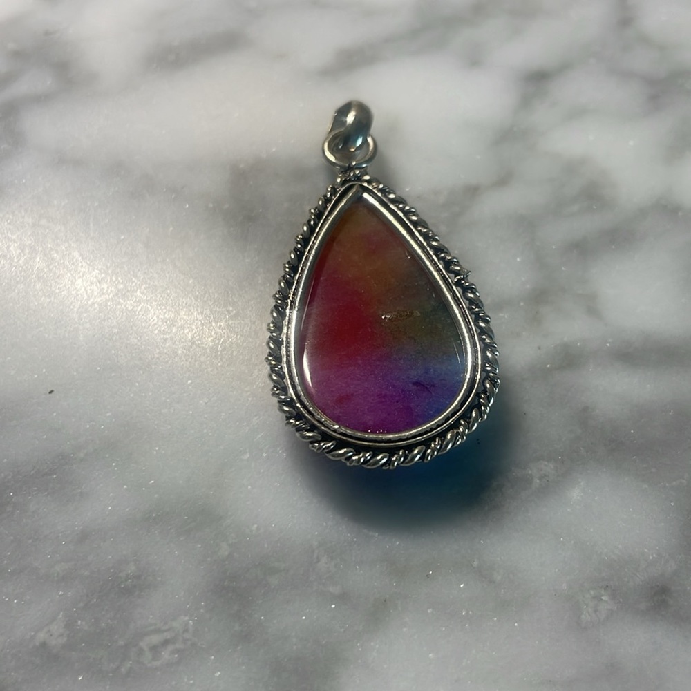Watermelon tourmaline silver pendant - Picture 4 of 5